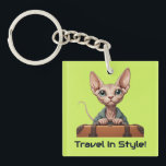 Cute Cat Traveler – Gift for Cat Lovers Key Ring<br><div class="desc">Travel In Style! Features a cute cat illustration and space for personalization. Ideal gift for cat-loving travelers.</div>