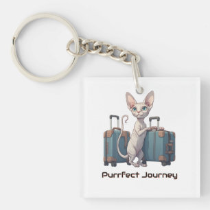 Cute Cat Traveller – Gift for Cat Lovers Key Ring