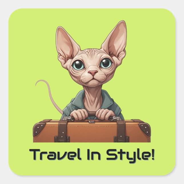 Cute Cat Traveller – Gift for Cat Lovers Square Sticker (Front)
