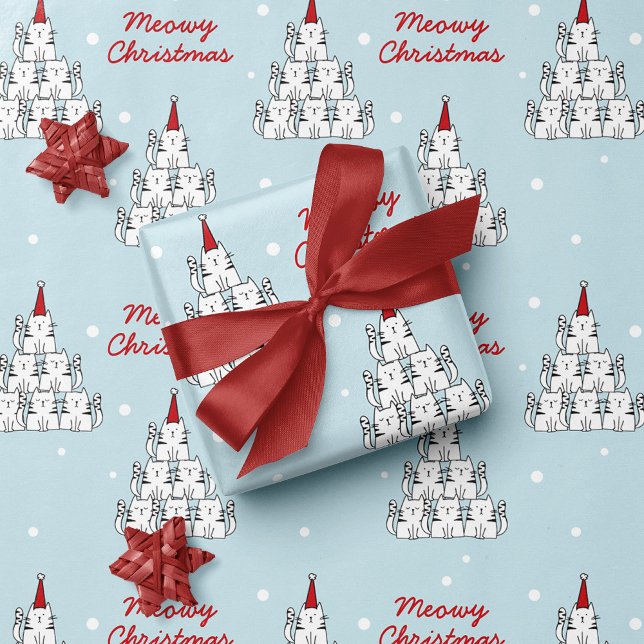 Cute Cat Tree Christmas Wrapping Paper Sheet (Creator Uploaded)