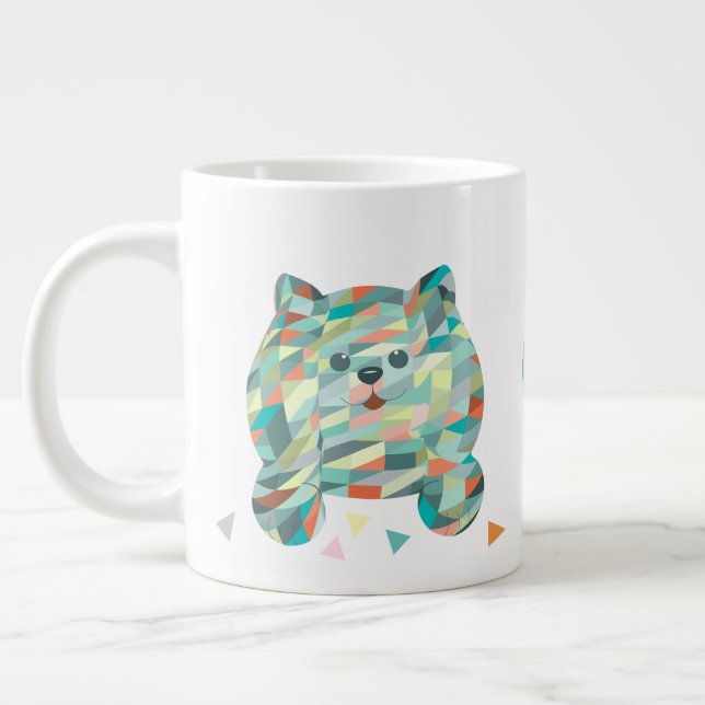Cute Cat Triangular Vintage Large Coffee Mug (Left)