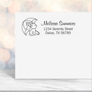 Cute Cat under Umbrella Address Self-inking Stamp
