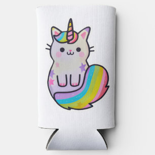 Cute cat unicorn rainbow seltzer can cooler