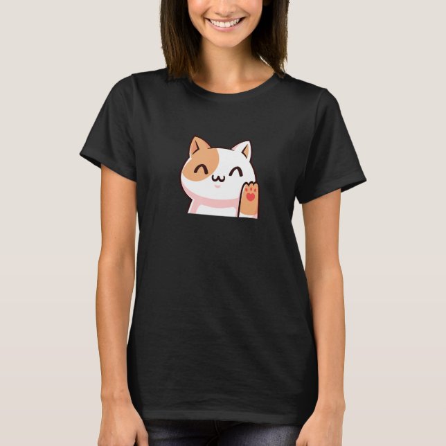 Cute Cat Uwu Style T-Shirt (Front)