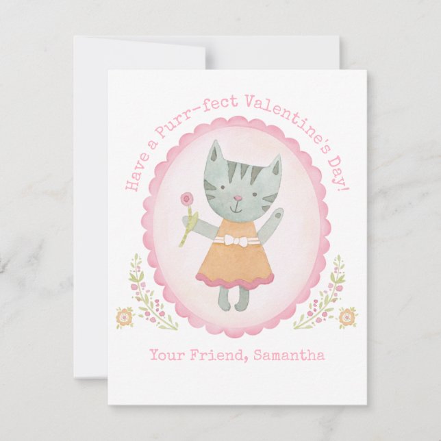Cute Cat Valentines Day Card (Front)