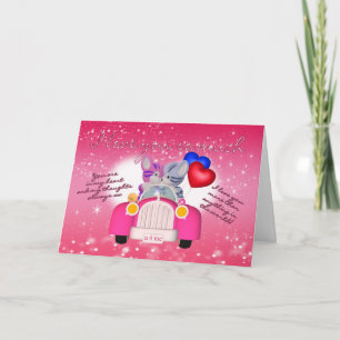 Cute Cat Valentine's Day Card In Little Car