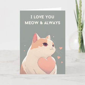 Cute Cat Valentine's Day Card | Meow & Always