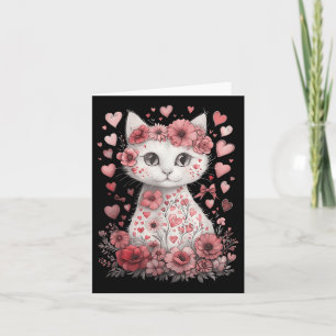 Cute Cat Valentines Day Flowers Heart Cat Lover Ki Card