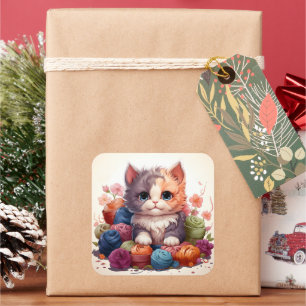 Cute cat vintage sticker