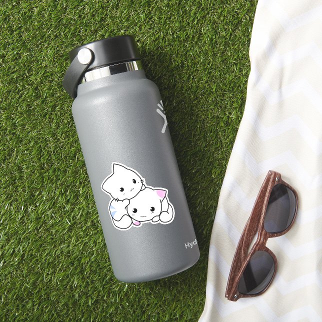 Cute Cat Vinyl Sticker for Water Bottle or Laptop (HydroFlask Insitu)