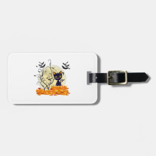 Cute Cat Waiting for Halloween Luggage Tag