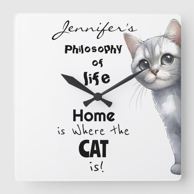 Cute Cat Wall Clock (Front)