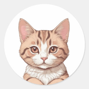 cute cat water colour art sticker