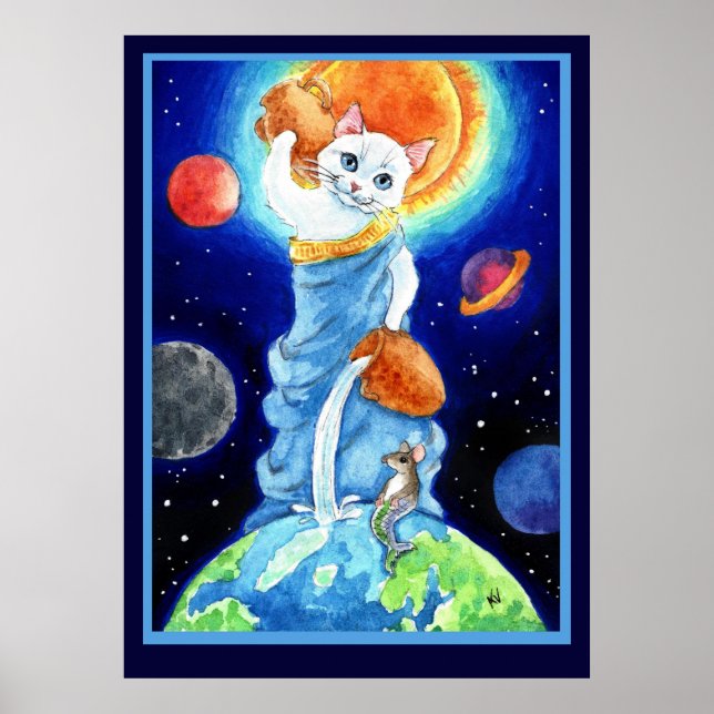 Cute Cat Water Goddess Earth Day Poster (Front)