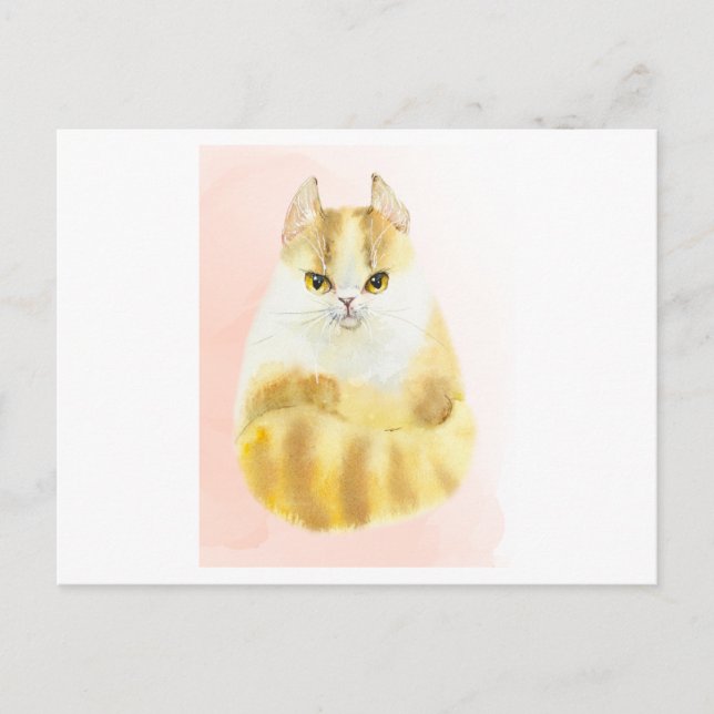 Cute cat watercolor postcard (Front)