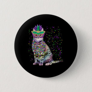 Cute Cat Wearing Carnival Mask Mardi Gras Cat Love 6 Cm Round Badge