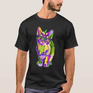 Cute Cat Wearing Carnival Mask Mardi Gras Cat Love T-Shirt