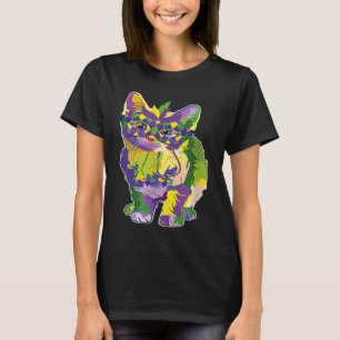 Cute Cat Wearing Carnival Mask Mardi Gras Cat T-Shirt