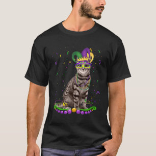 Cute Cat Wearing Carnival Mask Mardi Gras Dogs   T-Shirt