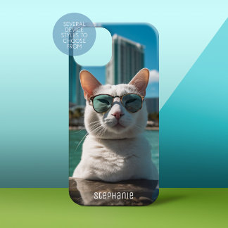 Cute Cat Wearing Sunglasses in Miami Sun Case-Mate iPhone 14 Case