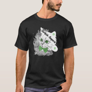 Cute Cat White Kitten Green Eyes With Bow Ie Ankar T-Shirt