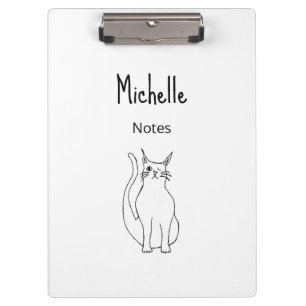 Cute Cat Winking Kitty Cartoon Black White   Clipboard