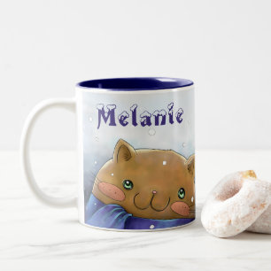 Cute Cat Winter Christmas Personalised Two-Tone Coffee Mug