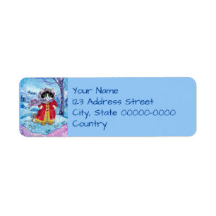 Cute Cat Winter Valentine Return Address Labesl Label
