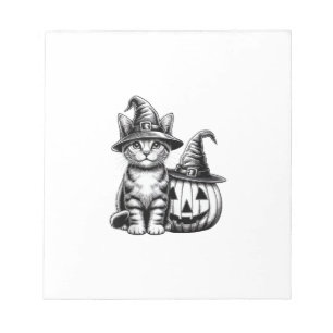 Cute Cat Witch Hat Pumpkin Halloween Cat Lover Boy Notepad