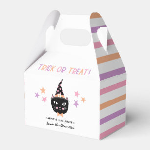 Cute Cat Witch Pastel Halloween Name Trick Treat Favour Box
