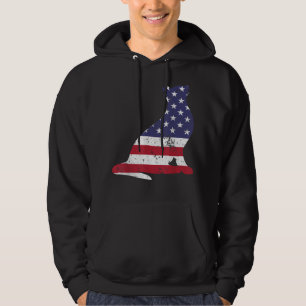 Cute Cat With American Flag 4th Of July T-Shirt Hoodie