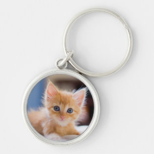 Cute Cat With Blue Eyes Key Ring