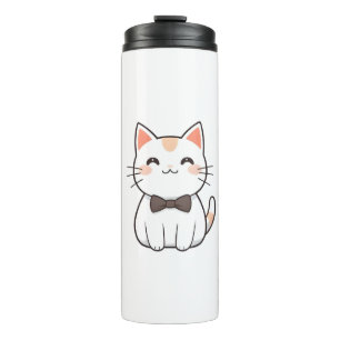 Cute Cat with Bowtie Kawaii Design Thermal Tumbler