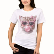 Cute Cat with Bubble Gum Tee