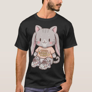 Cute Cat With Bunny Ears And Sneakers T-Shirt