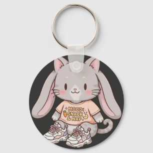 Cute Cat With Bunny Ears And Sneakers T-Shirt Key Ring