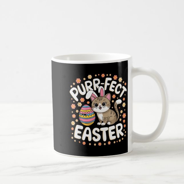 Cute cat with bunny ears fun easter pet loverCute  Coffee Mug (Right)