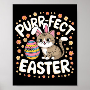 Cute cat with bunny ears fun easter pet loverCute  Poster