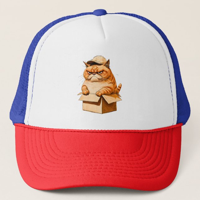 Cute Cat with Cap in Box | I Almost Fit Design (Front)