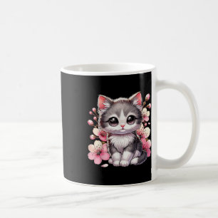 Cute Cat With Cherry Blossoms Cat Coffee Mug