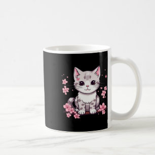 Cute Cat With Cherry Blossoms I Kids Cat Coffee Mug