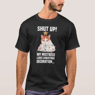 Cute cat with fairy lights shut up decoration T-Shirt
