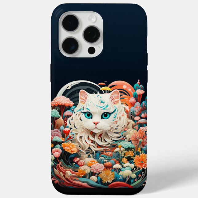 Cute Cat with flowers Paper Cut-out Case-Mate iPhone Case (Back)