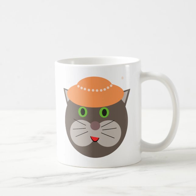 Cute Cat With Hat Coffee Mug (Right)
