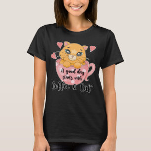 Cute Cat With Heart Coffee Mug Cat for Women Girl T-Shirt