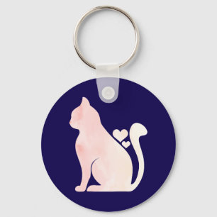 Cute Cat with Hearts Key Ring