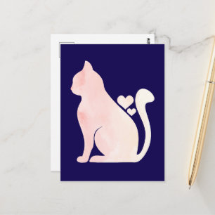 Cute Cat with Hearts Postcard