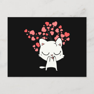 Cute Cat With Hearts Postcard