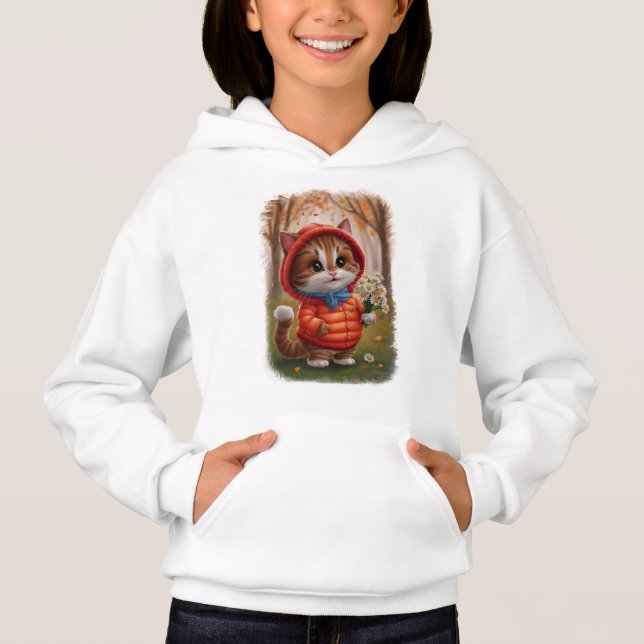 cute cat with holding flowers (Front)