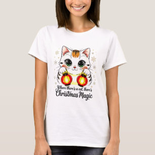 Cute Cat with Lanterns - Festive Lunar New Year T-Shirt